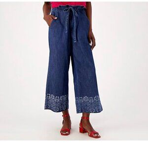 Laurie Felt Wide Leg Paper Bag Denim Pants Size 1X